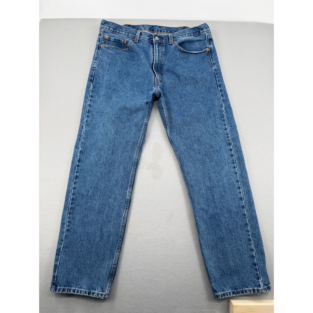 Levis 505 Regular Fit Straight Leg Blue Denim Jeans Mens 38x32 (38x30) Workwear